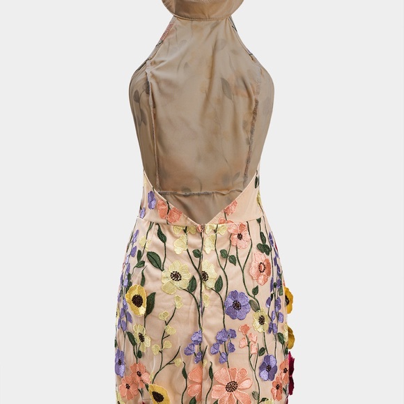 Floral Embroidered Halter Dress M mc4 - Picture 2 of 5